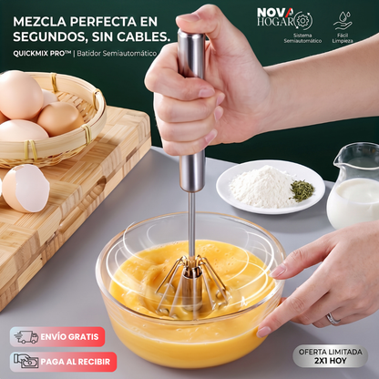 QuickMix Pro™ 2x1 Batidor Semiautomático De Acero Inoxidable
