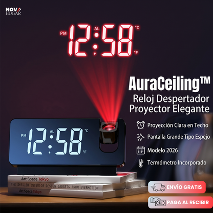 AuraCeiling™ Reloj Despertador Proyector Elegante