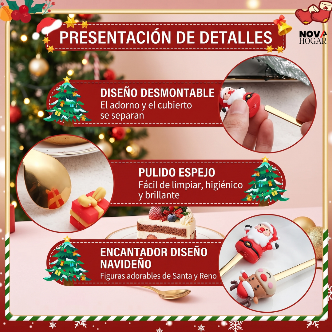 EverMerry Cutlery™ Cucharas Festivas Navidad Acero Inoxidable