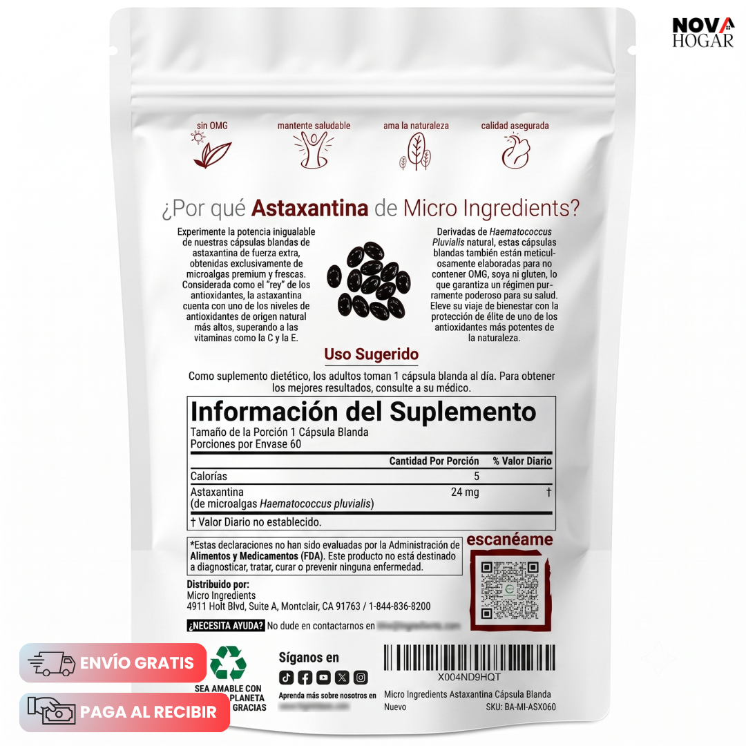 Astaxanthin En Softgels Suplemento Antioxidante De Alta Potencia