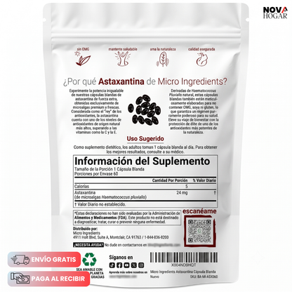 Astaxanthin En Softgels Suplemento Antioxidante De Alta Potencia