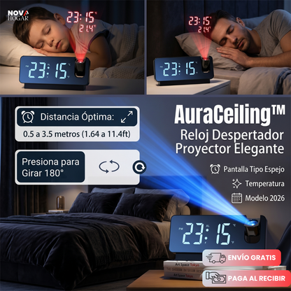 AuraCeiling™ Reloj Despertador Proyector Elegante