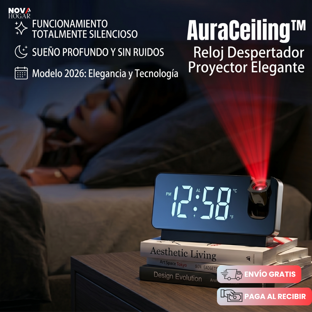 AuraCeiling™ Reloj Despertador Proyector Elegante
