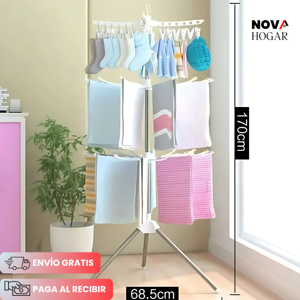 FlexDry™ Tendedero Plegable Giratorio 3 Niveles