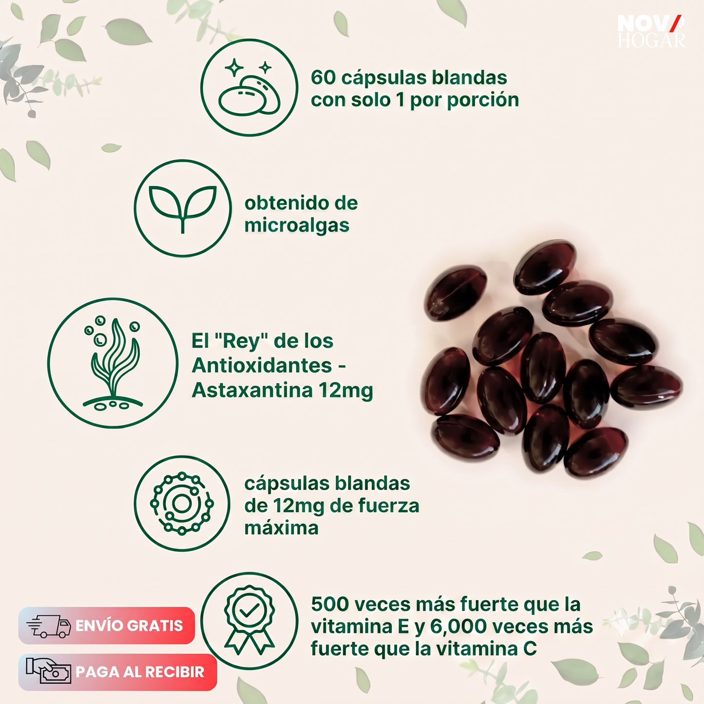 Astaxanthin En Softgels Suplemento Antioxidante De Alta Potencia