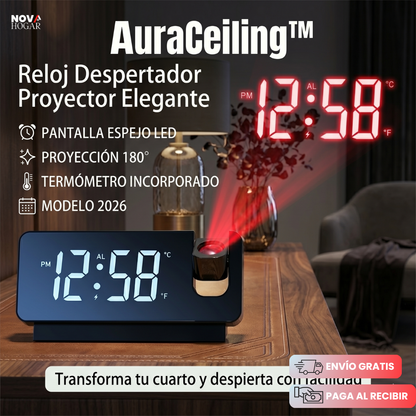 AuraCeiling™ Reloj Despertador Proyector Elegante
