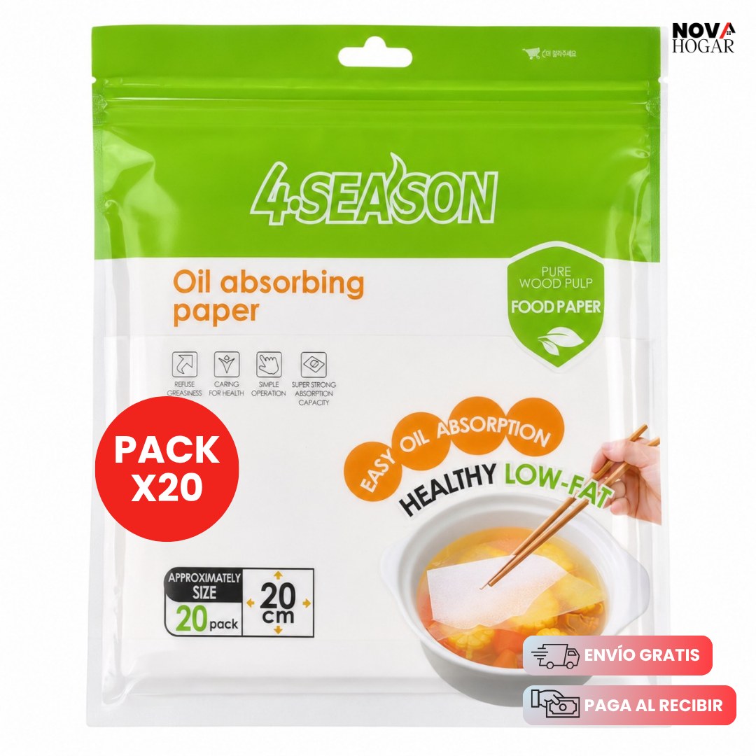 OilTrap™ Pack x20 Papel Absorbente De Aceite
