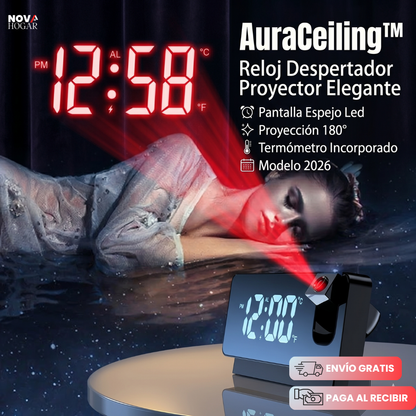 AuraCeiling™ Reloj Despertador Proyector Elegante