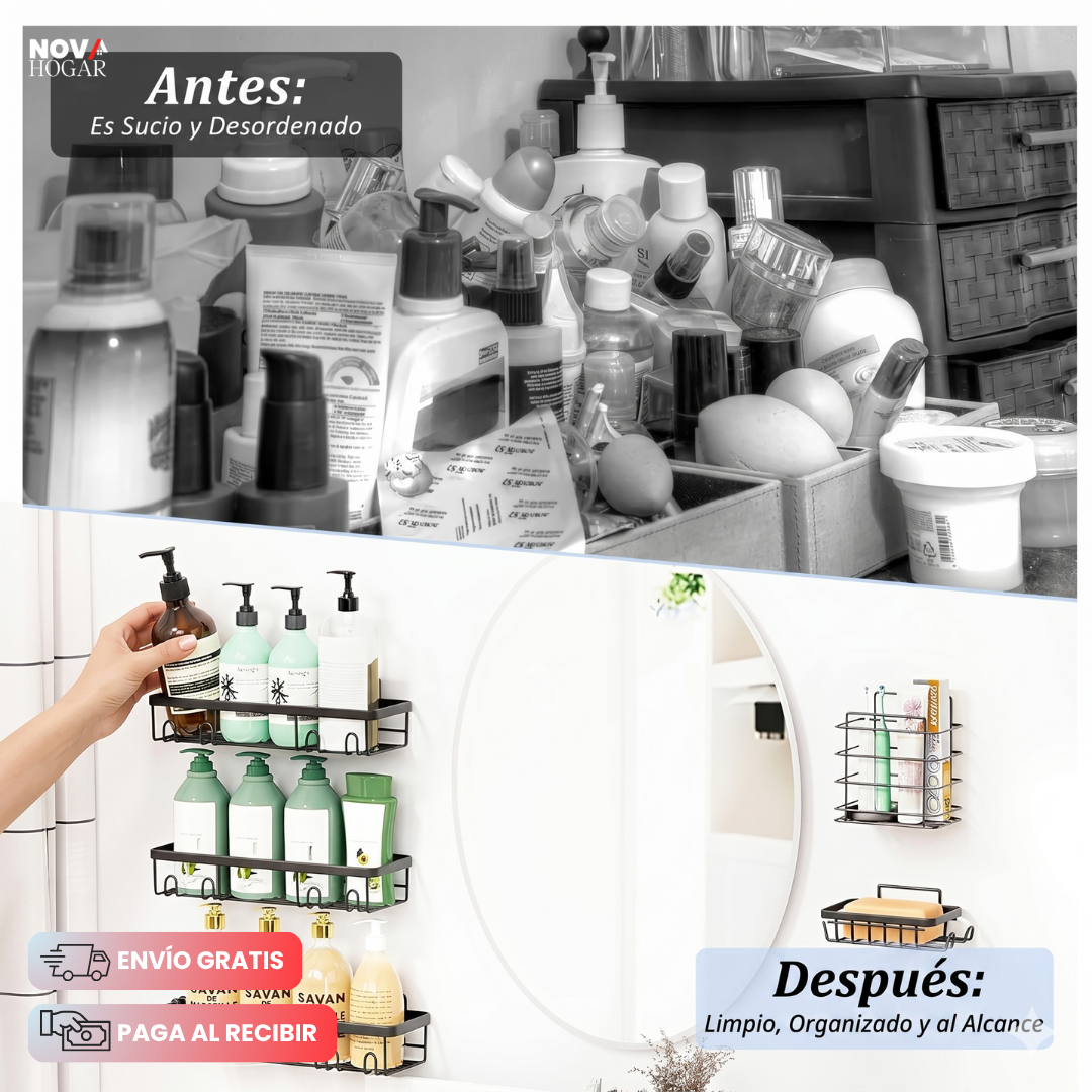 BathRack™ Pack x5 Organizador de Baño Premium
