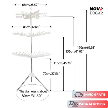 FlexDry™ Tendedero Plegable Giratorio 3 Niveles