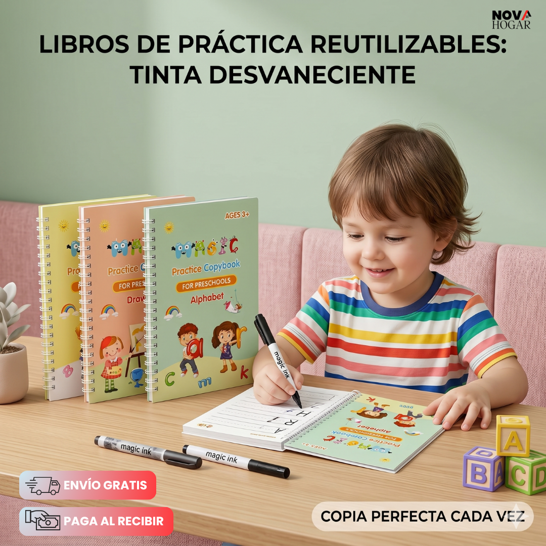 InkVanished™ Set De 4  Cuadernos Mágicos Reutilizables
