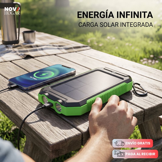SolarVault™ Batería Portátil Con Energía Solar y Linterna