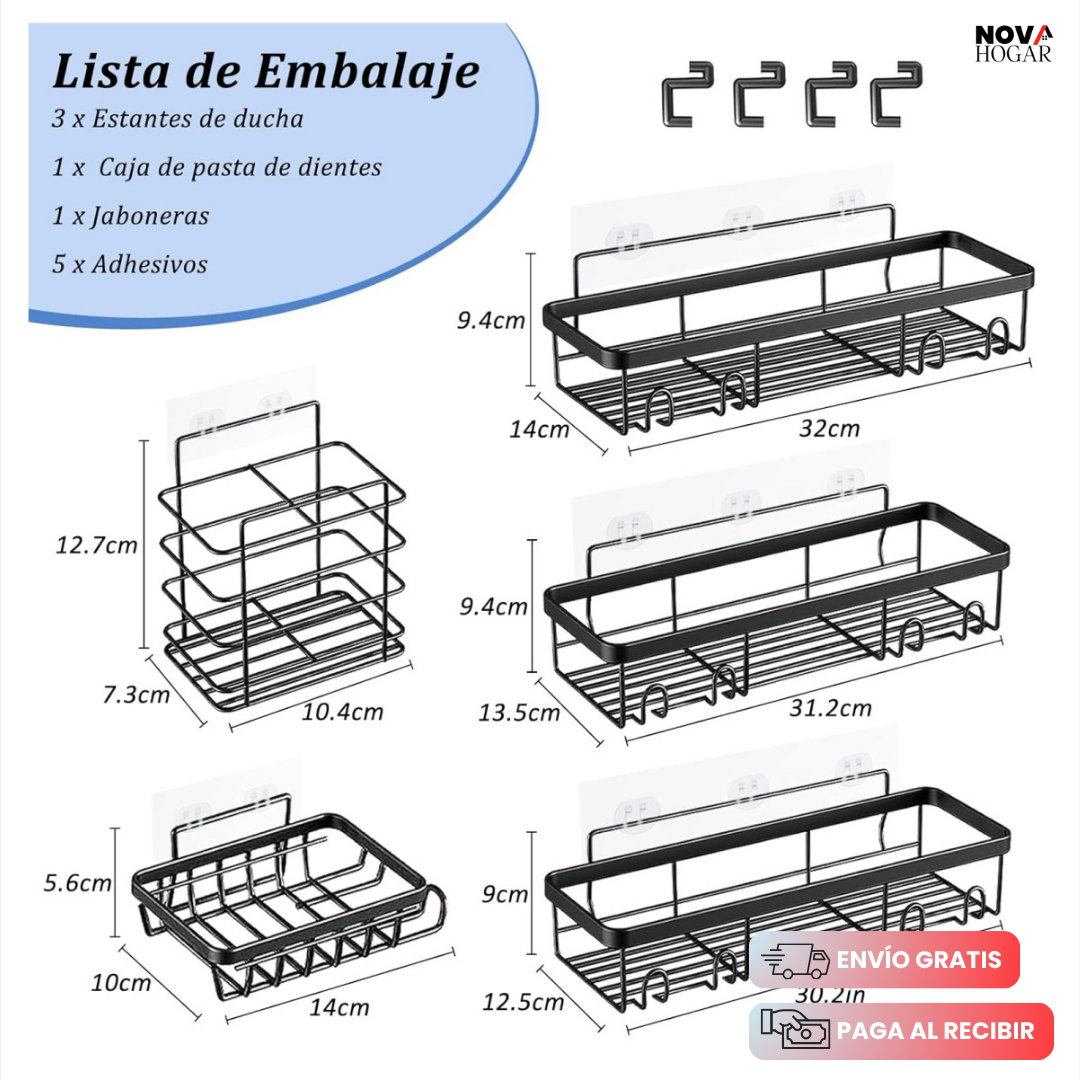 BathRack™ Pack x5 Organizador de Baño Premium