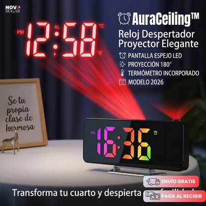 AuraCeiling™ Reloj Despertador Proyector Elegante