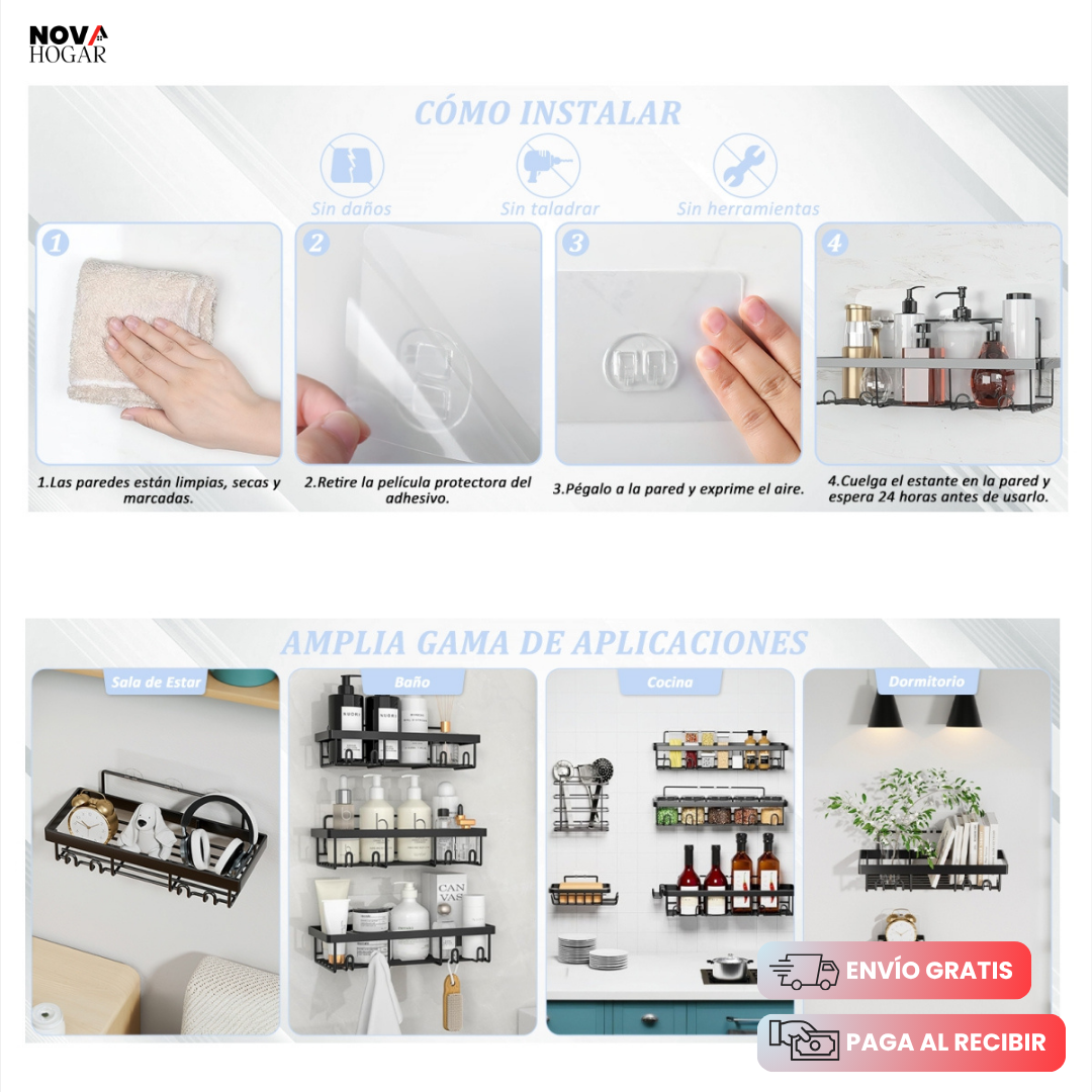 BathRack™ Pack x5 Organizador de Baño Premium