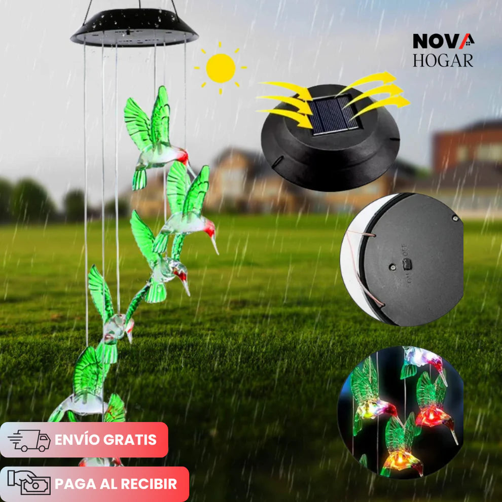 HumiLumi™ Campanilla con Luz Solar de Colibríes