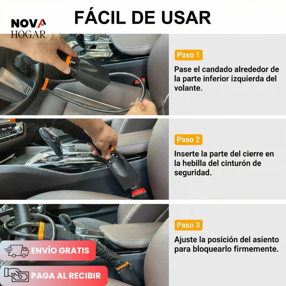 SafeSteer™ Candado De Seguridad Para Volante